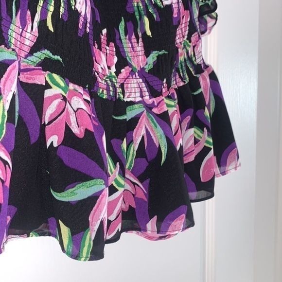 Puff Sleeve Floral Ruched Crop Top - Picture 6 of 12